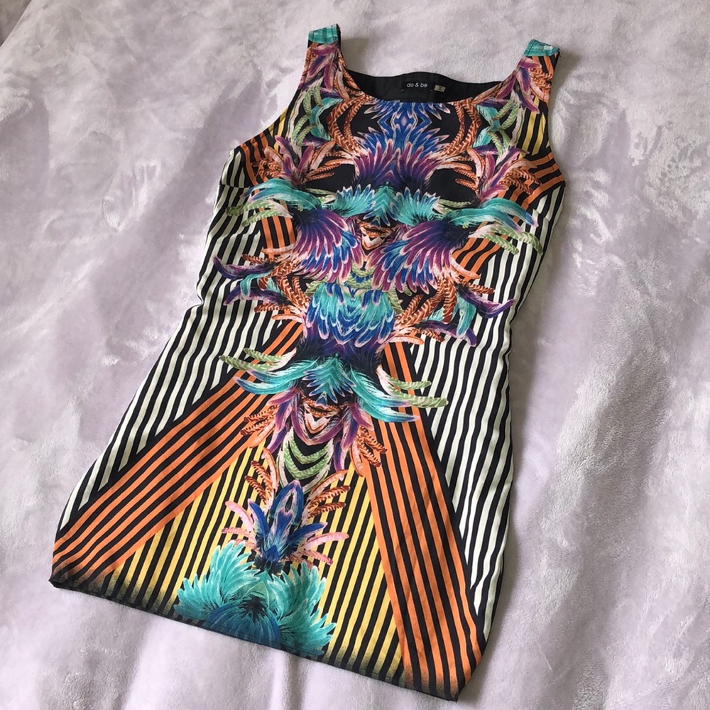 Multi color striped floral dress